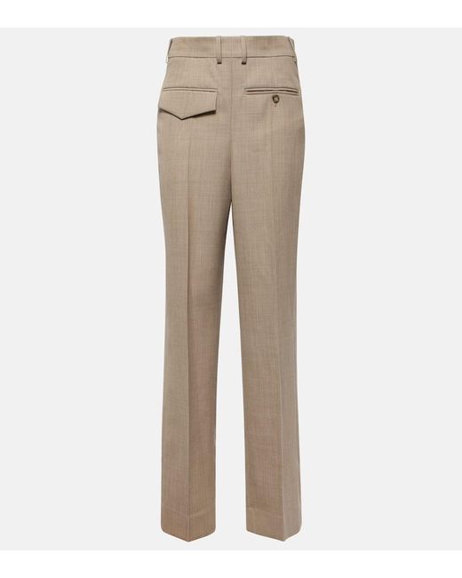 Pantaloni regular in lana vergine di Victoria Beckham in Natural