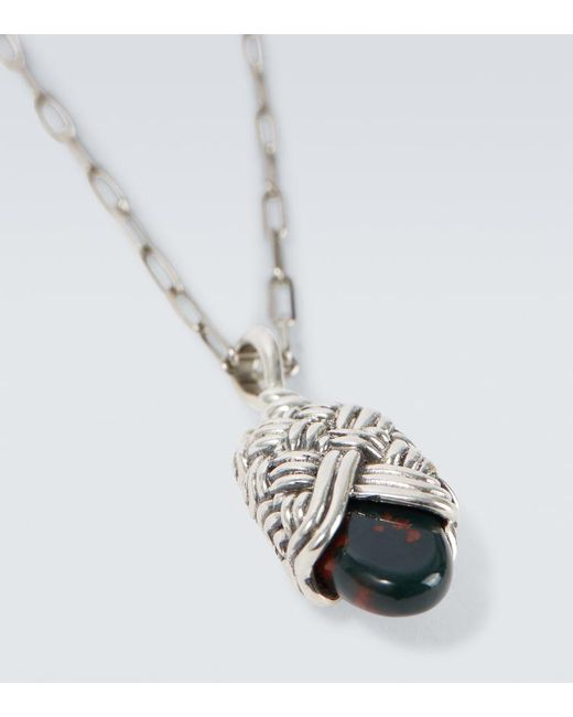 Bottega Veneta White Sterling Pendant Necklace for men