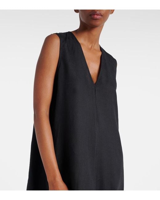 Asceno Blue Nisha Linen Midi Dress