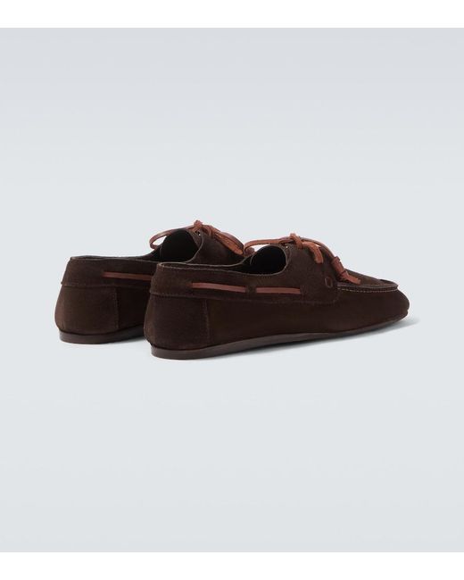 Ancient Greek Sandals Brown Pliario Suede Boat Shoes for men