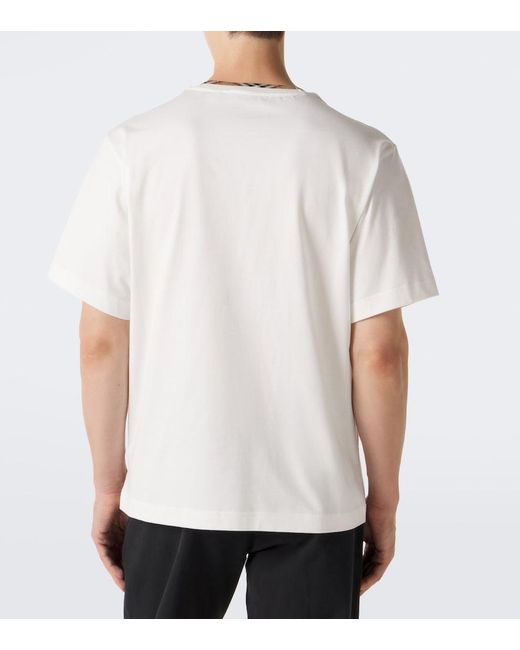 Burberry White Check Cotton Jersey T-Shirt for men