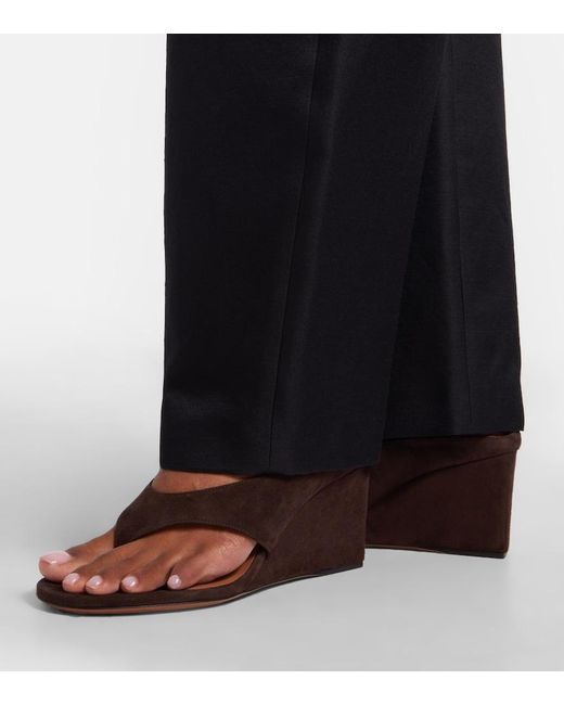Alaïa Brown Cube Suede Wedge Sandals