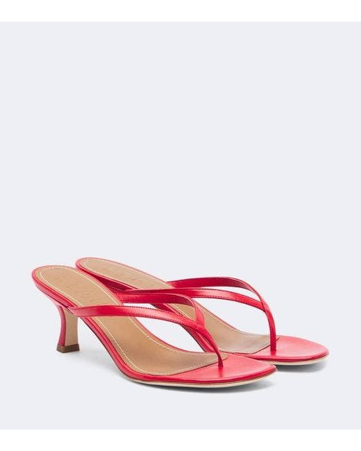 Staud Pink Freja Leather Thong Sandals