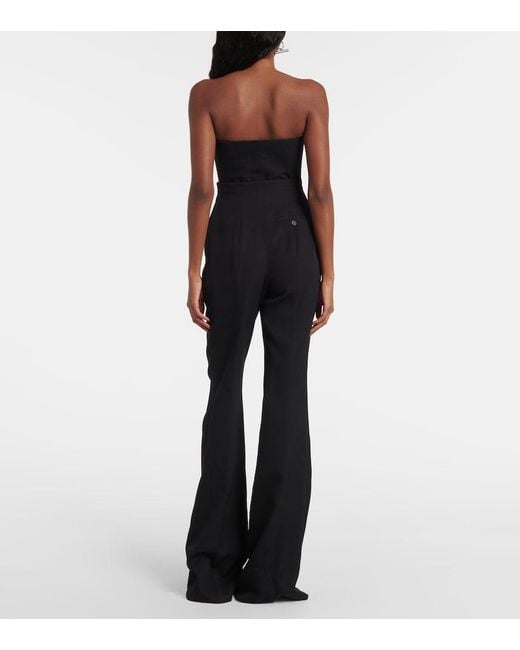 McQueen Black High-Rise Wool Flared Pants