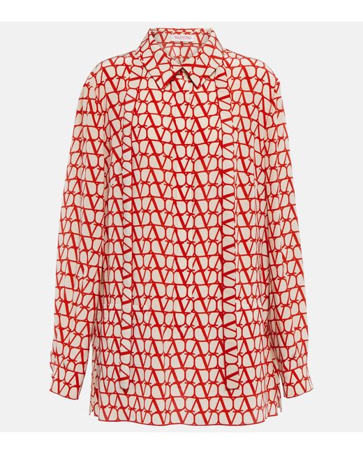 Valentino Toile Iconographe Silk Blouse in Red | Lyst