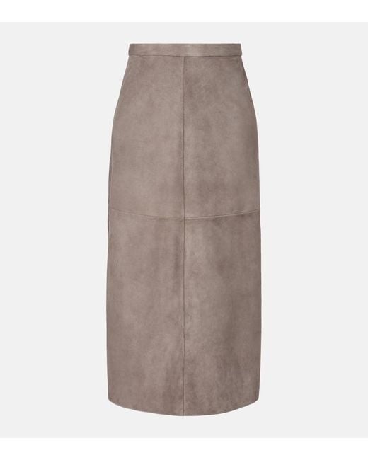 Max Mara Brown Suede Midi Skirt