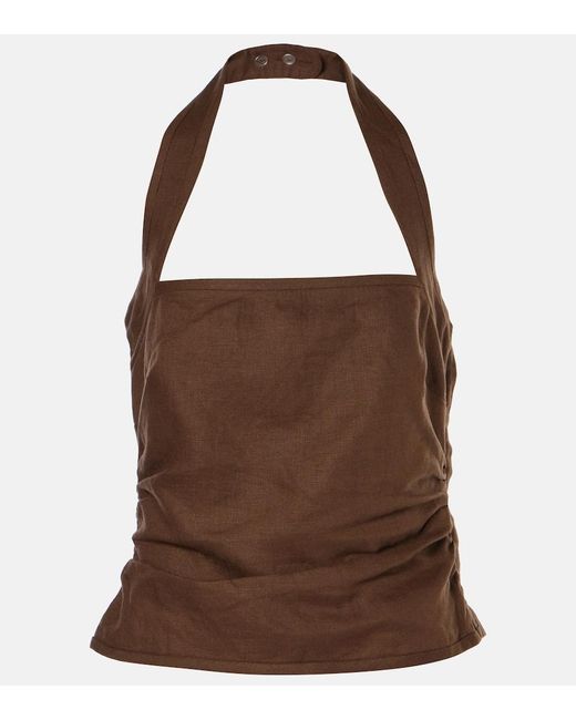 Sir Brown Top Jerry Halter Bodice Aus Leinen