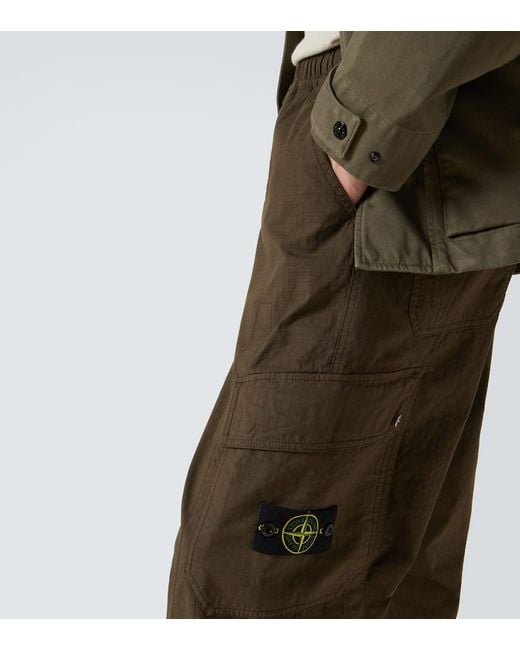 Pantalones Rectos En Mezcla De Algodon Stone Island de hombre de color Gray