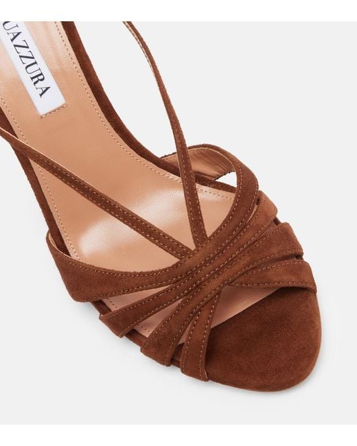 Aquazzura Brown Aimee 85 Suede Sandals