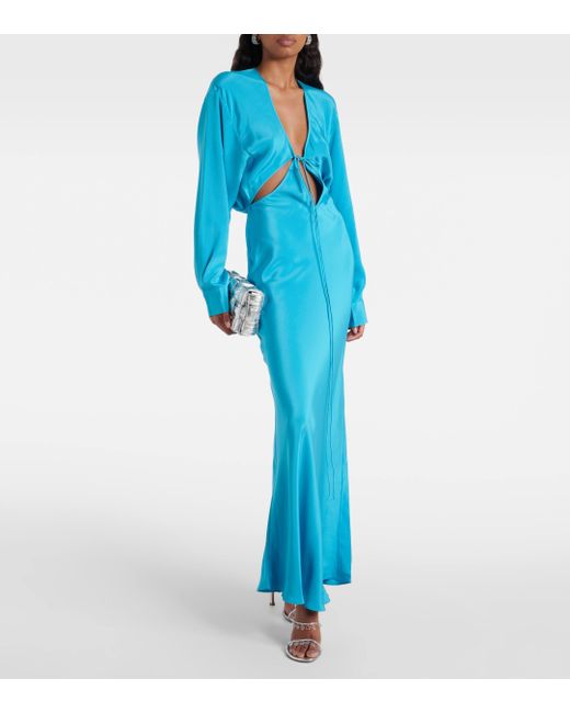 Robe longue Triquetra en soie Christopher Esber en coloris Blue