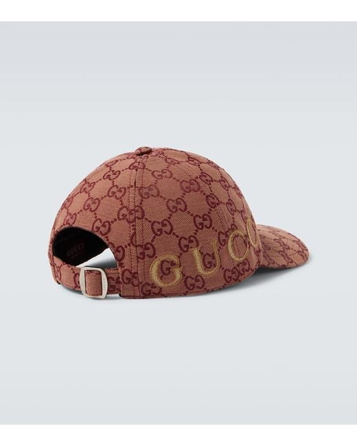Gucci Red Gg Cotton-Blend Baseball Cap for men