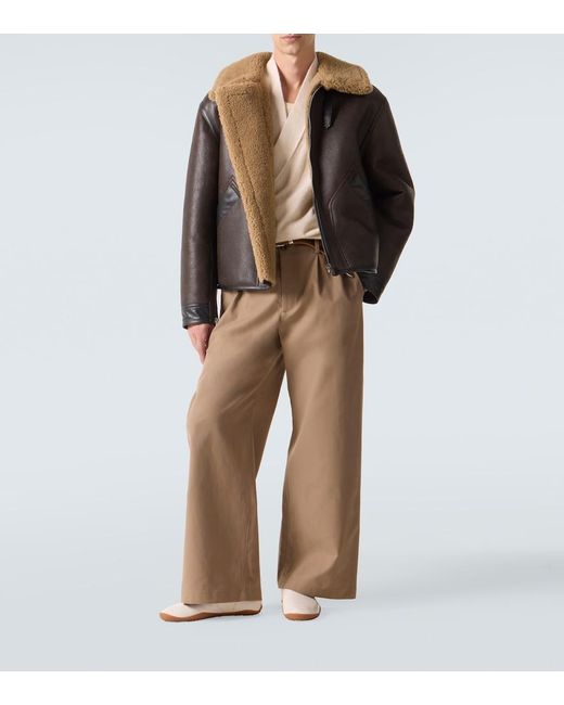 Lemaire Black Shearling-Lined Leather Jacket for men