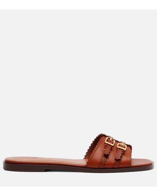 Zimmermann Brown Goldie Leather Slides