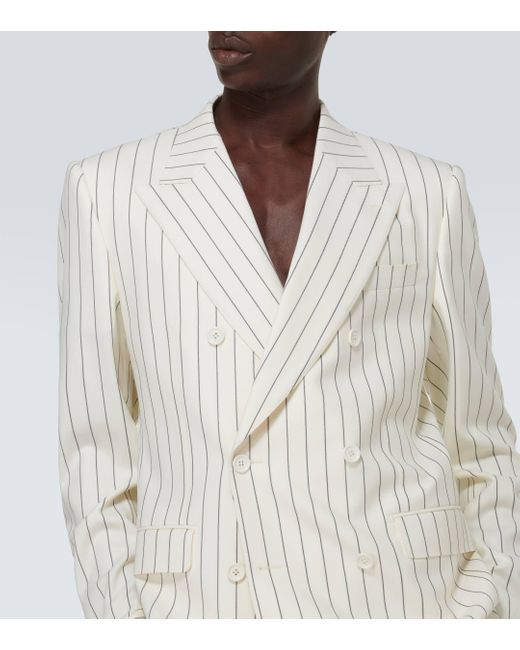 Blazer raye en laine et soie Dolce & Gabbana pour homme en coloris White