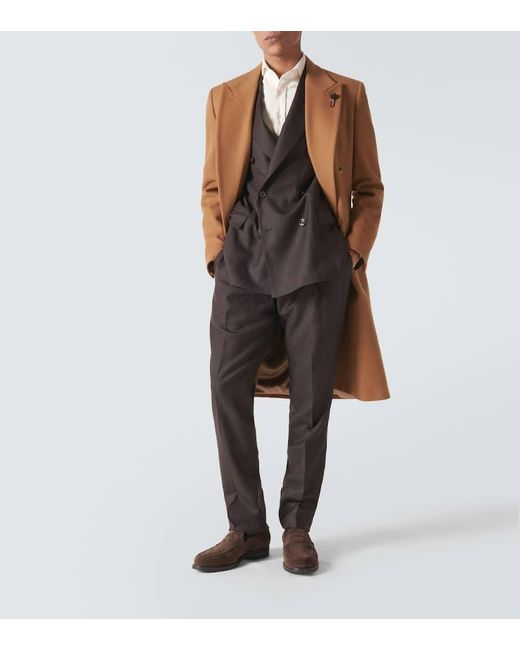 Abrigo cruzado de mezcla de lana Lardini de hombre de color Brown