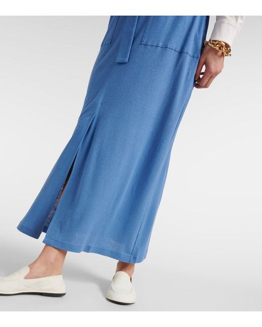 Max Mara Blue Leisure Mia Linen-blend Maxi Skirt