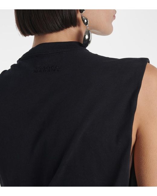 Isabel Marant Black Leany Asymmetric Cotton Jersey Minidress