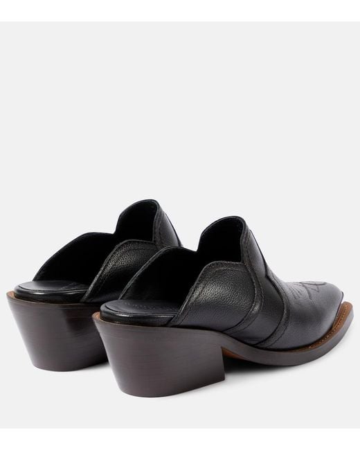 Dorothee Schumacher Black Western Shine Leather Mules