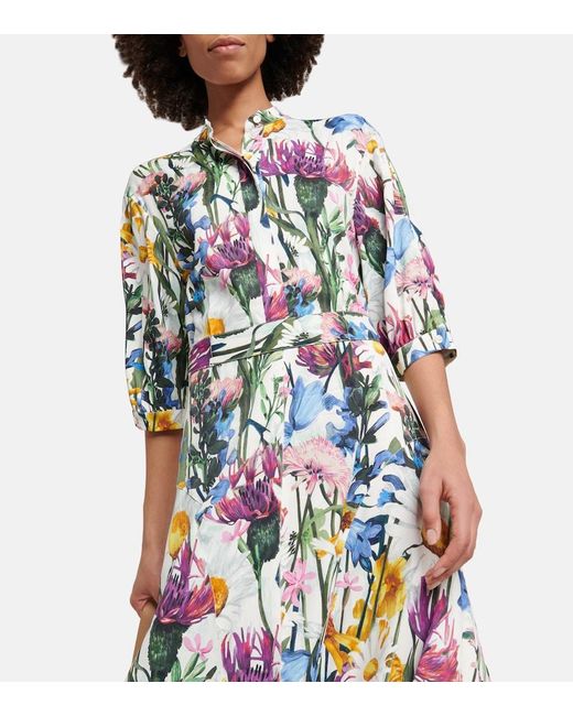 Stella McCartney Blue Floral Satin Midi Dress