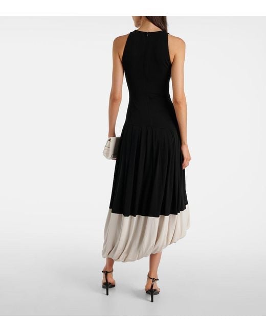 Victoria Beckham Black Colorblocked Jersey Midi Dress