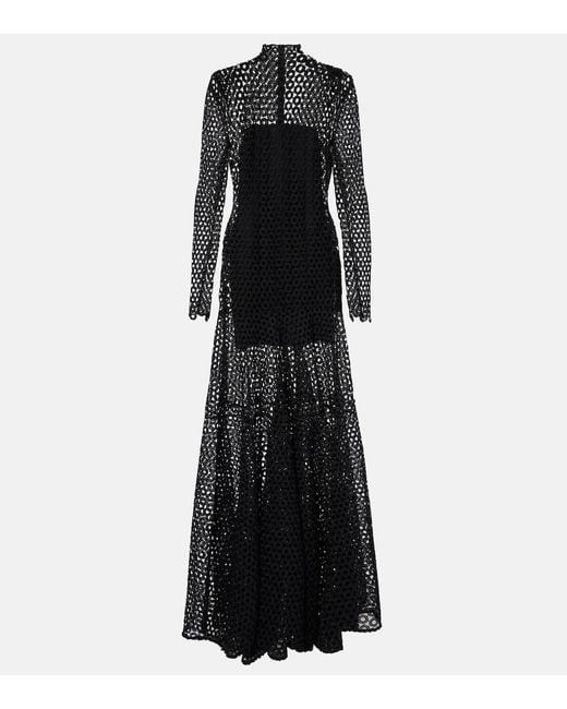 David Koma Black Macrame Gown