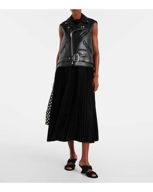 Junya Watanabe Black Maxikleid Aus Lederimitat Und Jersey