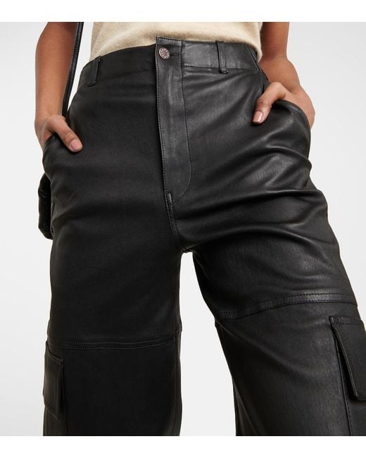 Stouls Black Axel Leather Cargo Pants