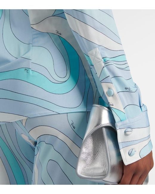 Emilio Pucci Blue Hemd Marmo Aus Baumwolle