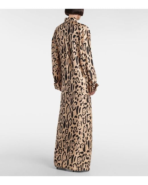 Sportmax White Astoria Printed Silk Twill Gown