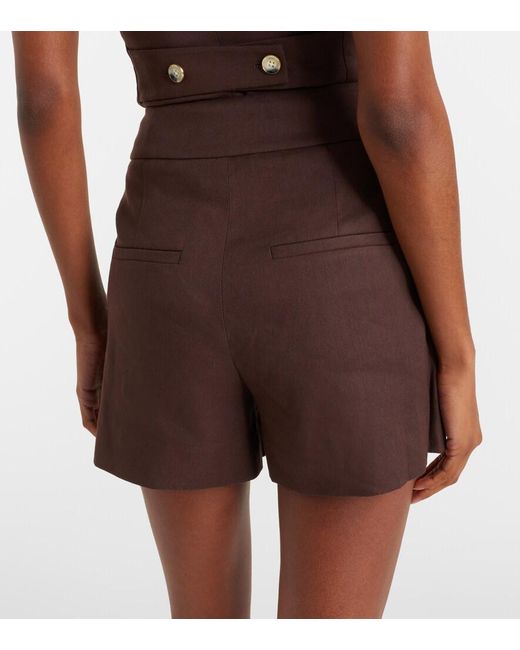 Veronica Beard Brown Haina Linen-Blend Twill Shorts