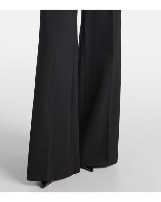 Stella McCartney Black High-Rise Wool-Blend Wide-Leg Pants