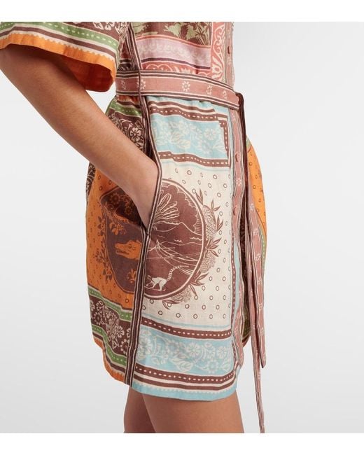 ALÉMAIS White Alberta Printed Linen Shirt Dress