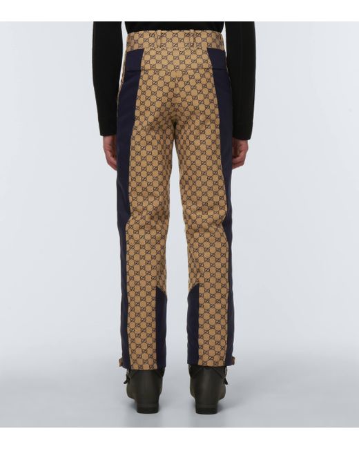 Gucci Natural Straight-leg Panelled Monogrammed Cotton-blend Canvas Trousers for men