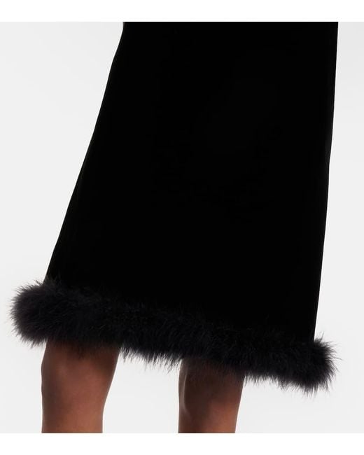 Valentino Black Minikleid Aus Samt Mit Federn Und Kristallen