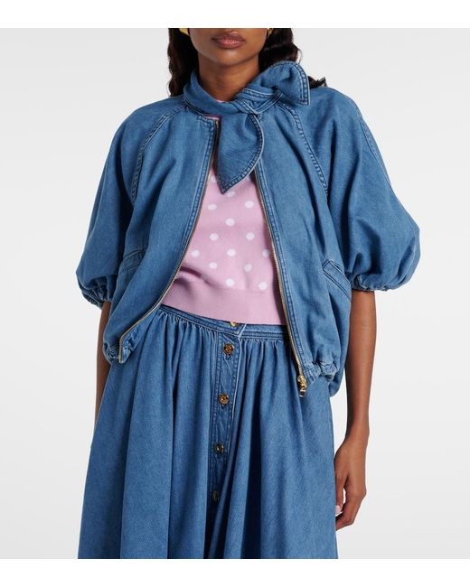 Patou Blue Tie-Neck Denim Jacket
