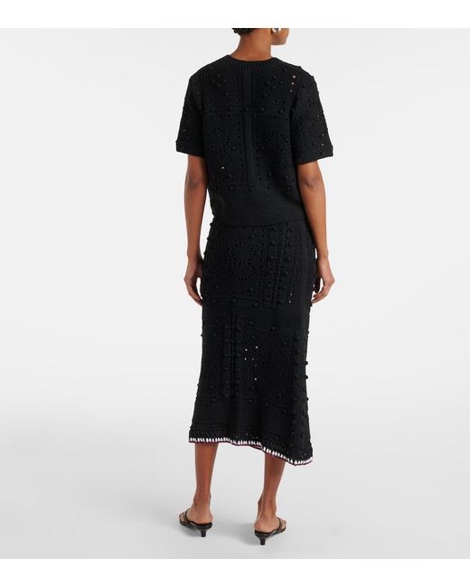 Dorothee Schumacher Black Open-Knit Cotton-Blend Top