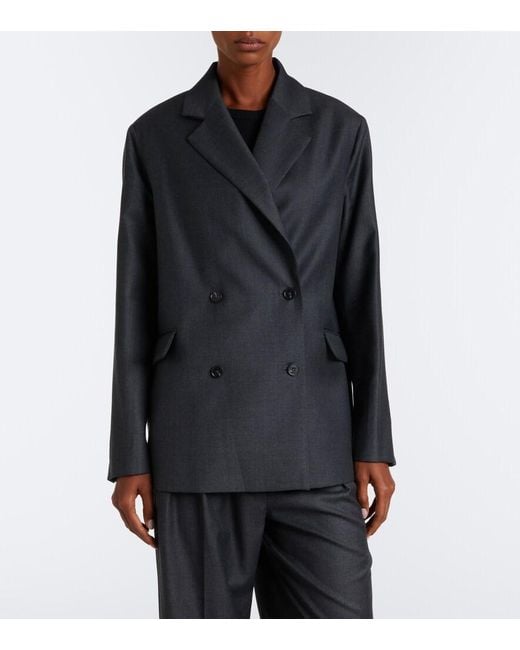 Loulou de Saison Black Donau Double-Breasted Virgin Wool Blazer