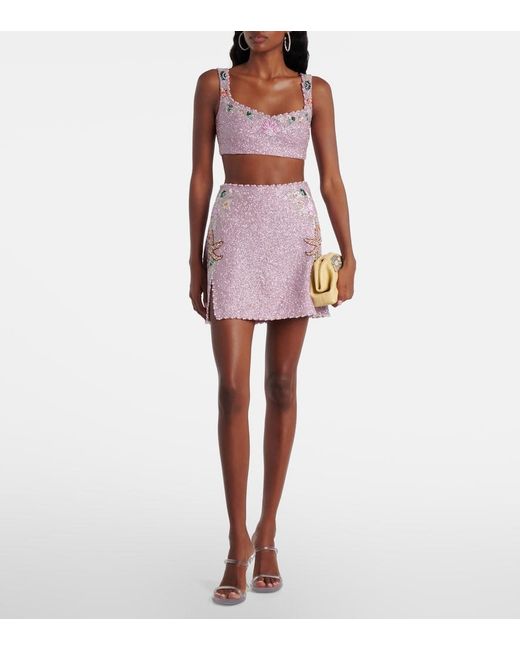 Clio Peppiatt Pink Marina Embellished Crop Top