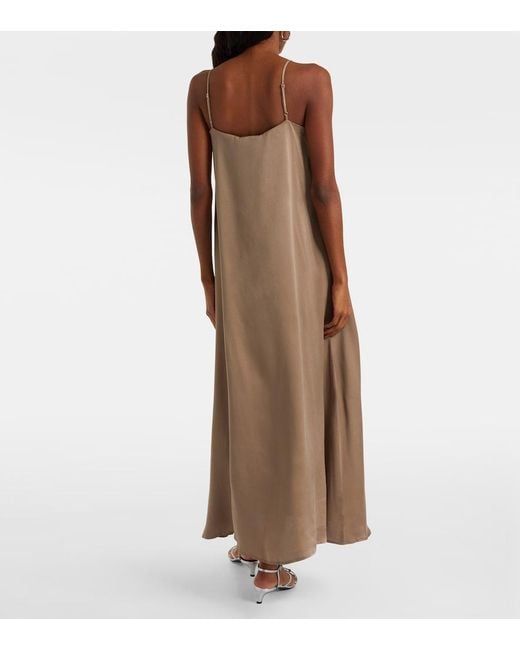 Asceno Brown Melfi Silk Twill Maxi Dress