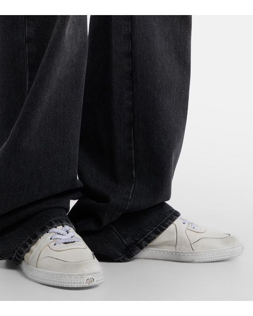 Gucci White Stretch Web Stripe Leather Sneakers