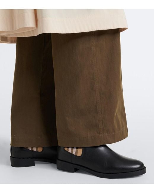Burberry Black Check Leather Chelsea Boots