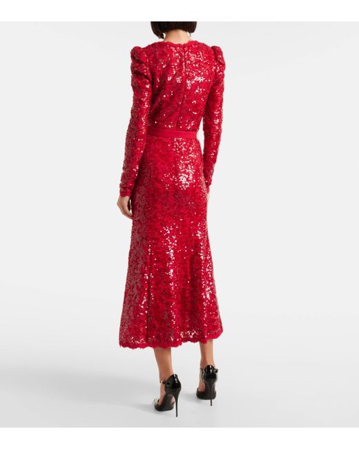 Rebecca Vallance Red X Nicky Hilton Leyla Sequined Midi Dress