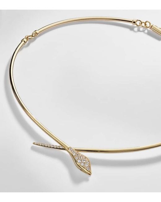 Sydney Evan Metallic Snake 14Kt Pendant Necklace With Diamonds