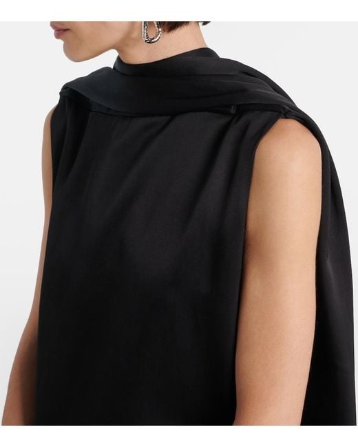 Totême Black Cocoon Deconstructed Satin Minidress