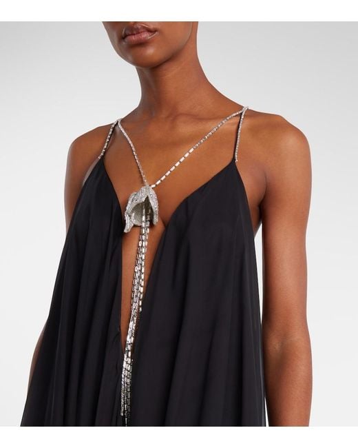 David Koma Black Embellished Chiffon Gown