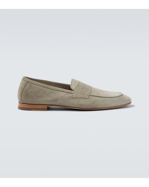 Frescobol Carioca Green Leme Suede Penny Loafers for men