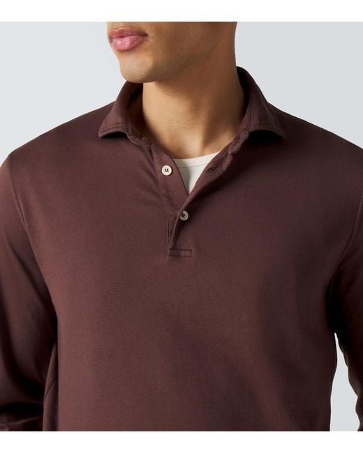Fedeli Brown Cotton Pique Polo Shirt for men