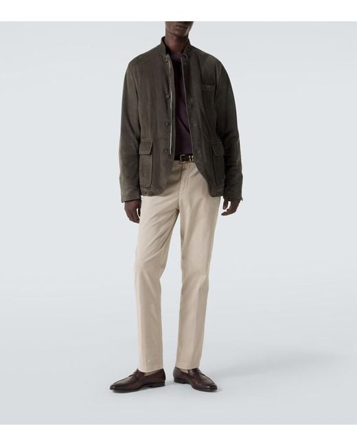 Eleventy Green Suede Jacket for men