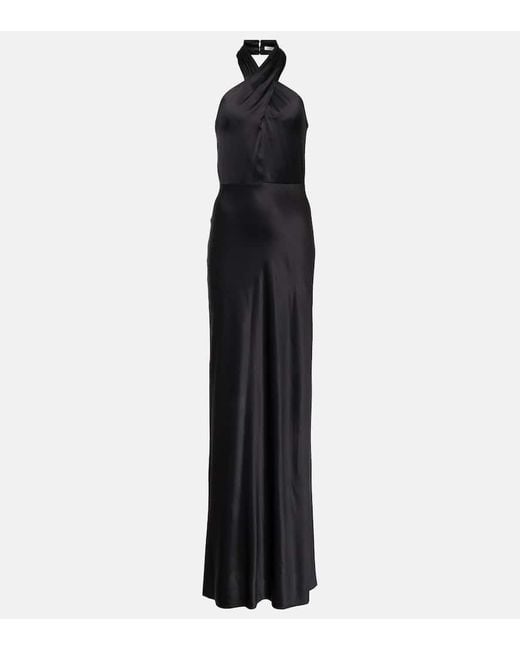 Veronica Beard Black Alberta Silk-blend Maxi Gown