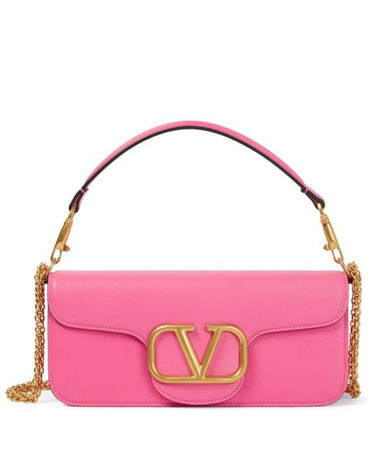 Valentino Garavani Locò Leather Shoulder Bag in Pink - Lyst